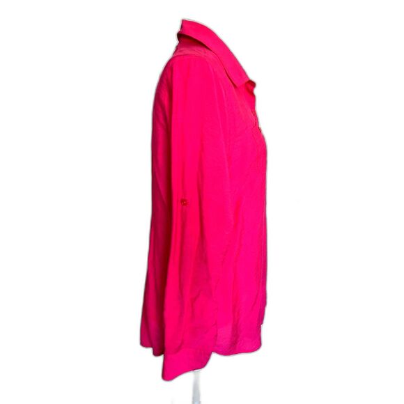 Van Heusen Bright Pink Button Down Shirt Light Fabric, Drapes Beautifully Size L - Picture 6 of 6